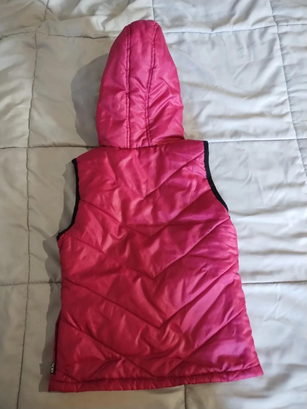 DKNY Bright Pink Hooded Quilted Vest